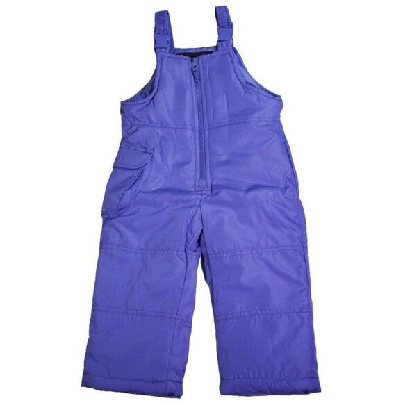 Kids' Purple Insulated Snow Bib Overalls Adjustable Straps Zipper Front Side Poc - Picture 1 of 3